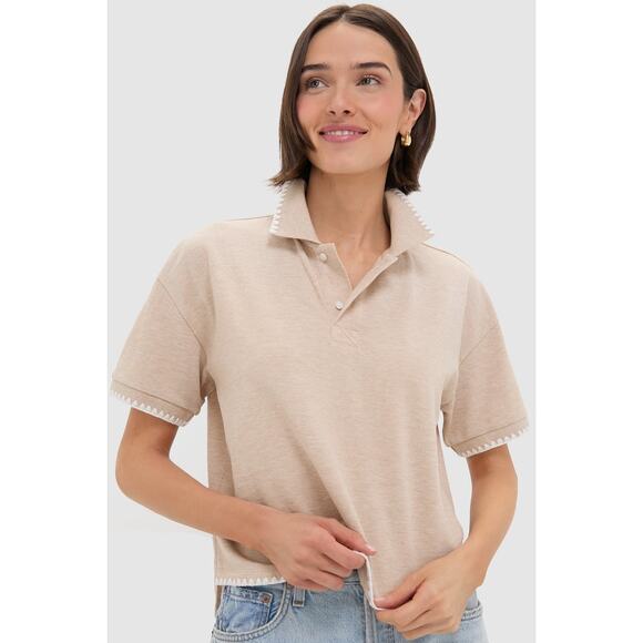 TUCKERNUCK Sandstone Pique Holmes Boyfriend Polo Size L NWT - Picture 6 of 7